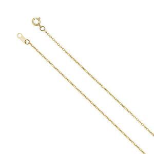 Youth 1mm 14k Yellow Gold Solid Cable Chain Necklace, 15 Inch